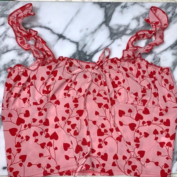 ❤️ Heart Pattern Crop Tank Top - Picture 4 of 6